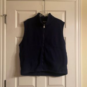 Lands End Fleece Navy Zipper Vest